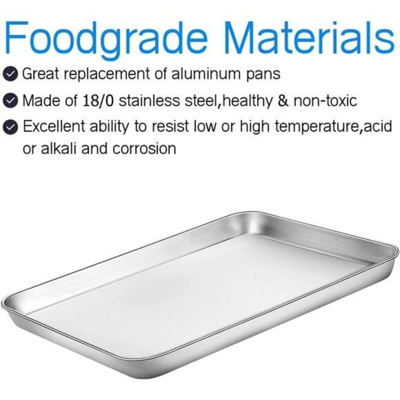 Set of 2, 16 inch Cookie Sheets, Rectangle Size 16L x 12W x 1H inch - Picture 7 of 7